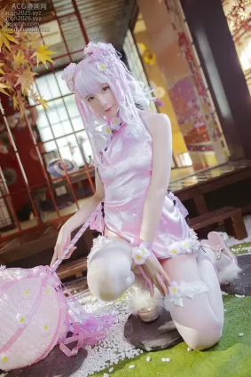 005.星之迟迟 花与旗袍 粉旗袍
